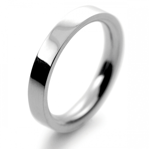 Flat Court Very Heavy -  3mm Platinum Wedding Ring 
